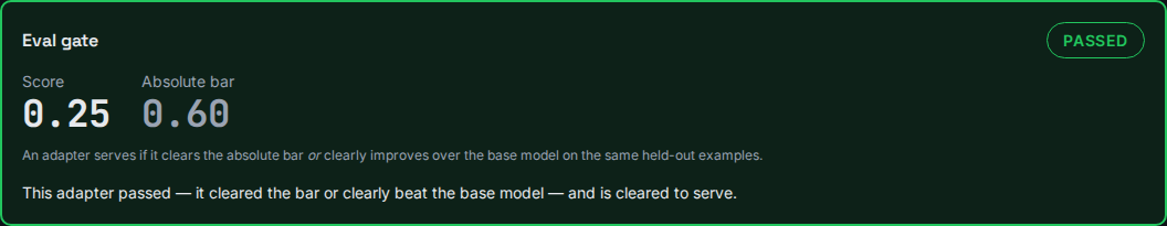 Eval gate PASSED for the format adapter