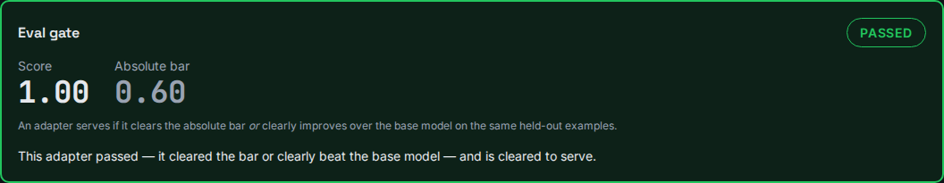 Eval gate PASSED for the vision adapter
